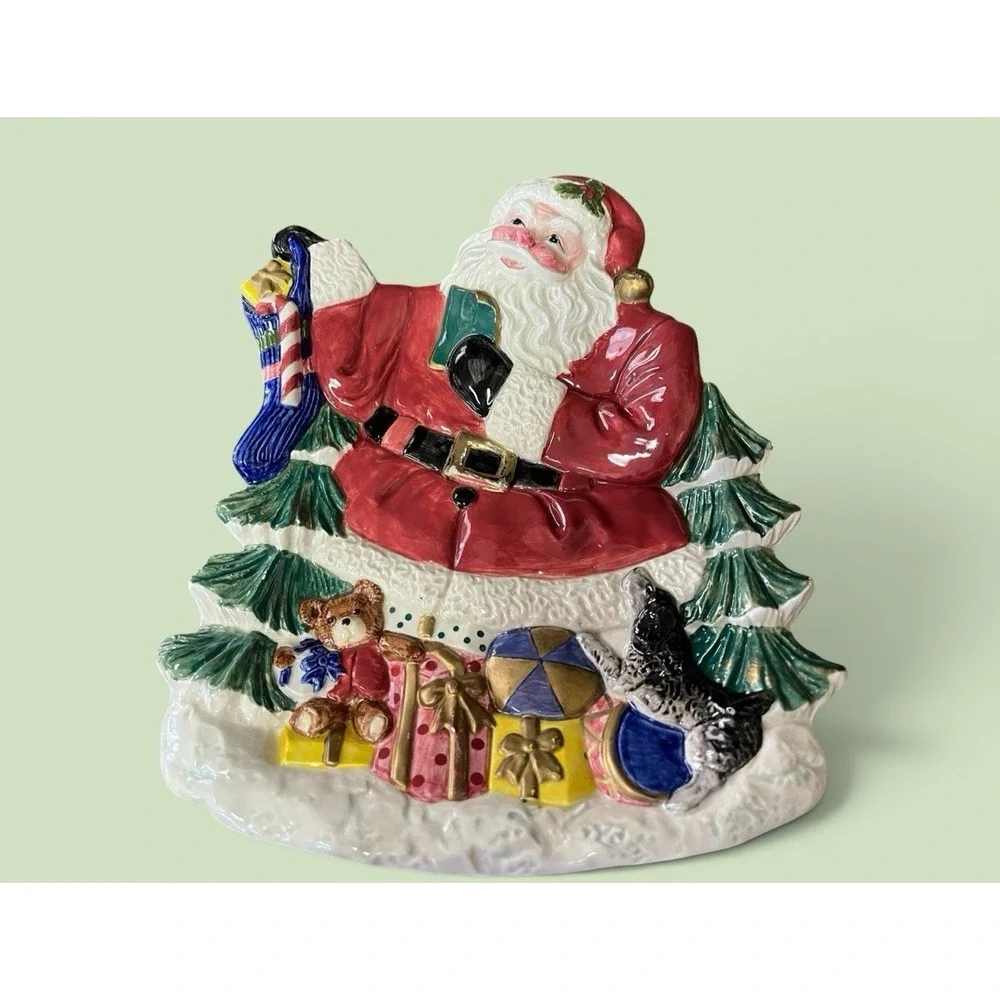 Fitz & Floyd Omnibus 1996 Santa Claus Canape Snack Desert Cookie Plate Bowl Xmas
